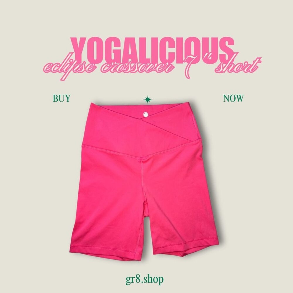 Yogalicious Eclipse Crossover 7" Shorts Women S Pink Stretchy Lightweight Active